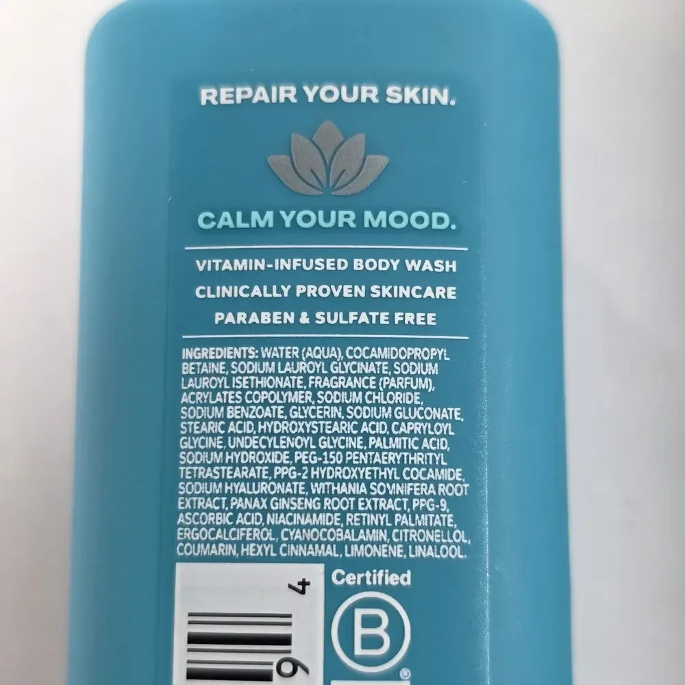 OLLY CALM Mood +Skin Body Wash 3oz With Body Serum 8oz -2 pk Eucalyptus Amber